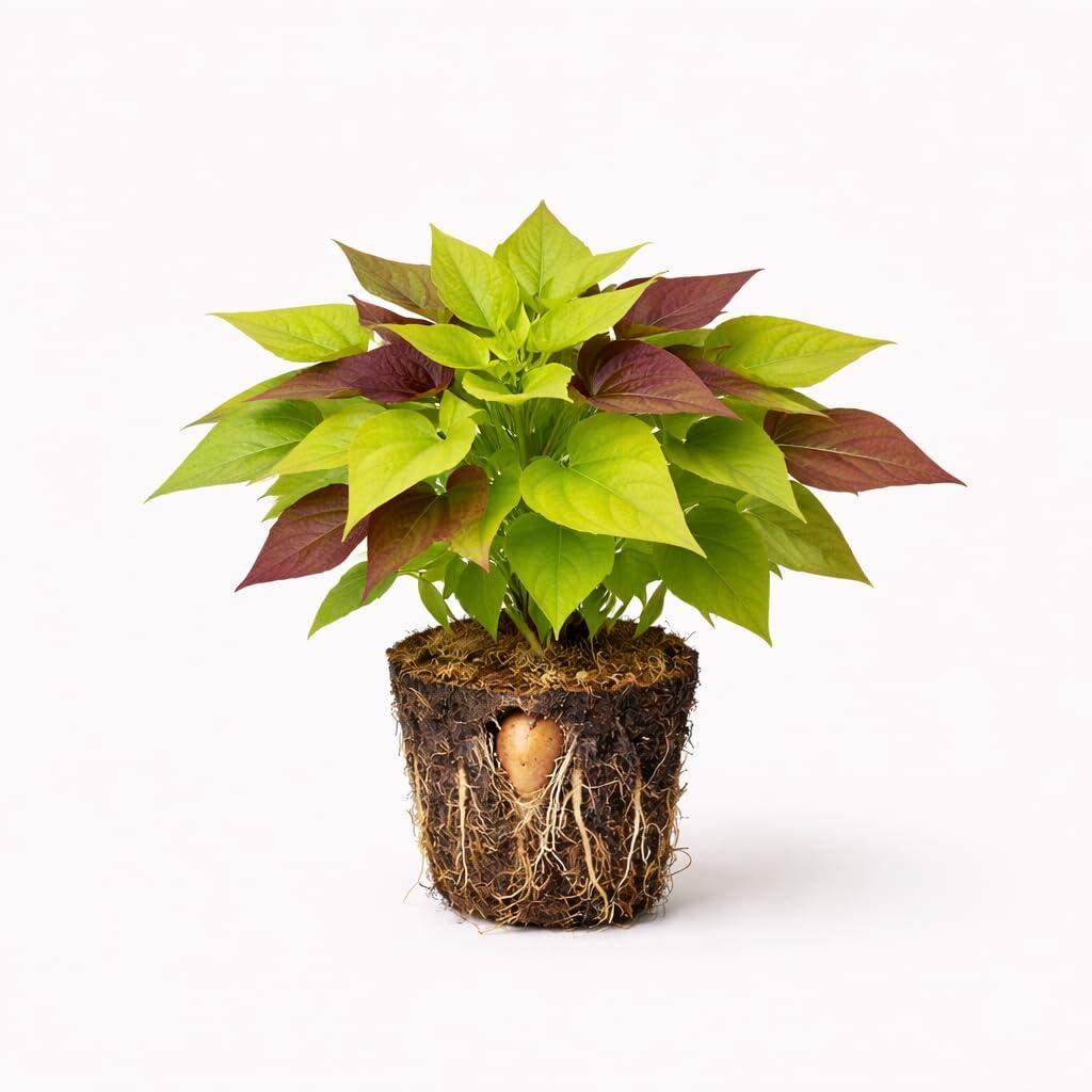 PLANT NOOK Sweet Potato Vine Compact Margie Live Plant Starter Plug 2-Pack | Compact Lime Green Foliage | Trailing Spiller Plant for Pots Borders Hanging Baskets Full Sun