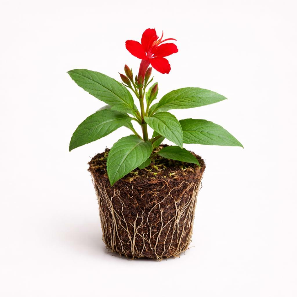 PLANT NOOK Ruellia Brazilian Red Live Plant Starter Plug 2-Pack | Bright Red Trumpet Flowers | Hummingbird Friendly Blooming Plant for Pots Borders Full Sun
