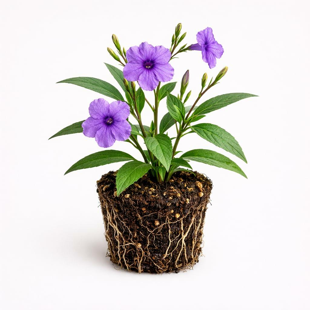 PLANT NOOK Ruellia Purple Showers Live Plant Starter Plug 2-Pack | Purple Mexican Petunia Blooms | Fast Growing Heat Tolerant Flowering Plant for Full Sun Beds Borders