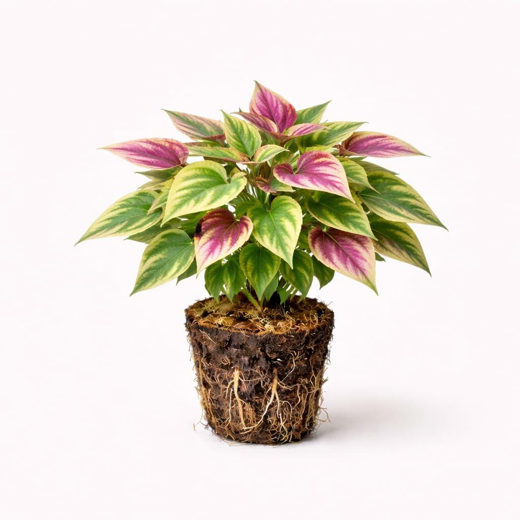 PLANT NOOK Sweet Potato Vine Tri-Color Live Plant Starter Plug 2-Pack | Green Cream Pink Variegated Foliage | Trailing Spiller Plant for Hanging Baskets Pots Borders
