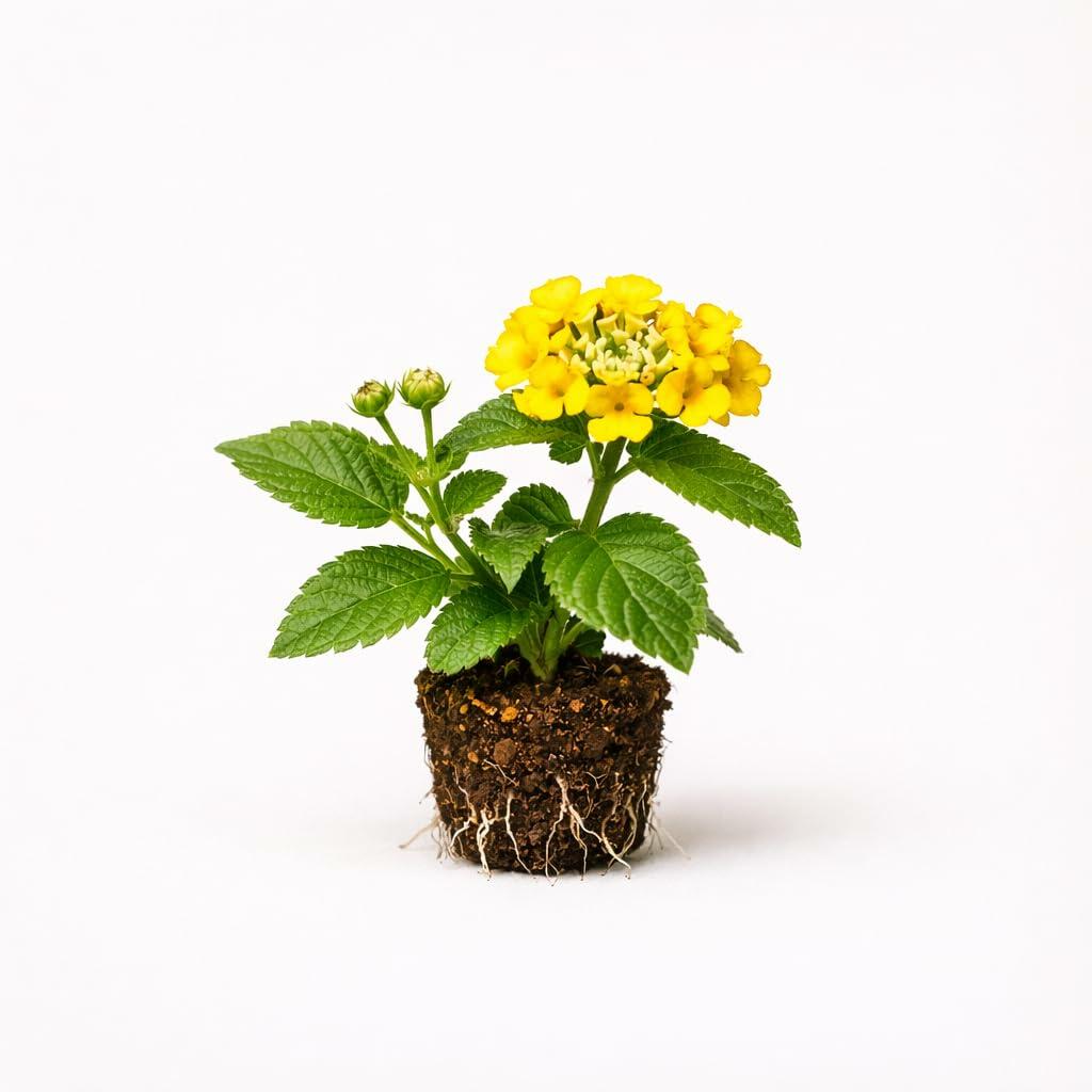 PLANT NOOK Lantana Samantha Live Plant Starter Plug 2-Pack | Bright Yellow Blooms with Variegated Foliage | Heat-Tolerant Butterfly Plant for Pots & Borders