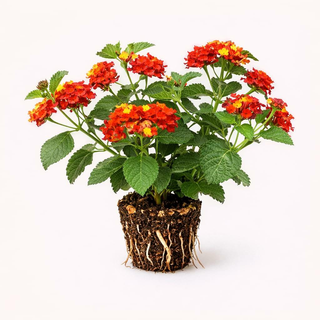 PLANT NOOK Lantana Radiation Live Plant Starter Plug 2-Pack | Orange-Red Blooms with Yellow Accents | Heat-Tolerant Full Sun Pollinator Plant for Pots & Borders
