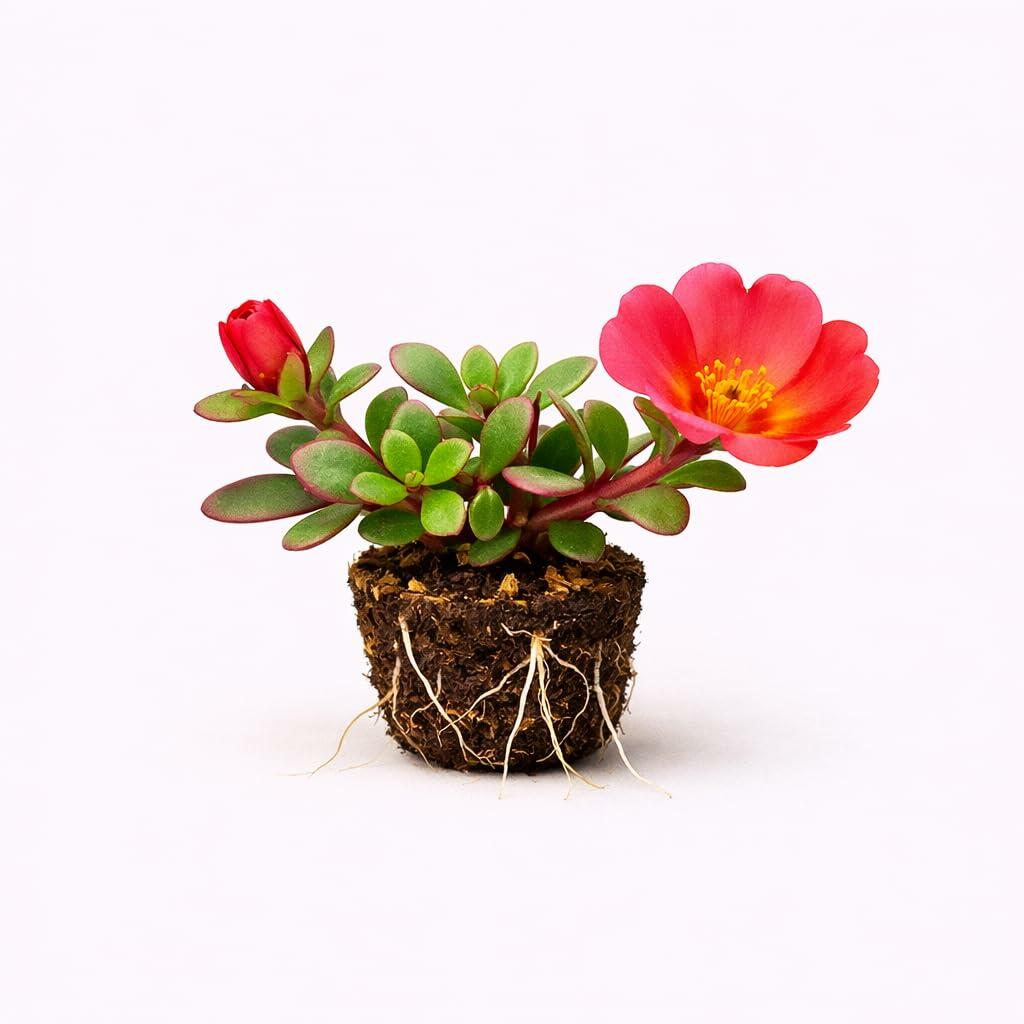 PLANT NOOK Portulaca Fuchsia Live Plant Starter Plug 2-Pack | Fuchsia Moss Rose Flowers | Heat Tolerant Full Sun Groundcover for Pots Borders Rock Gardens